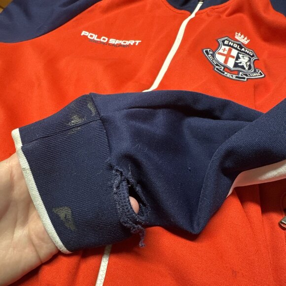 Polo Sport Ralph Lauren England Zip Jacket Men L Blue Red Olympic Dmg - Picture 4 of 9